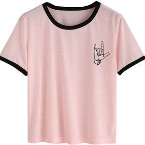 Shein Hang Loose Pink Graphic Tee